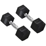 MC Star Hantel-Set Hexagon Kurzhanteln 2er Set Gusseisen Hanteln Griff gerändelt, (Kurzhantelset Gewichte Metall Gummi schwarz 2 x 4 KG)