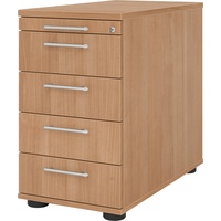 bümö Schreibtisch Schrank abschließbar, Schubladenschrank Holz in Nussbaum, Container mit Schubladen - Schubladen Schrank Büro, Schreibtisch