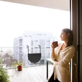 Relaxdays Bastian Balkonhängetisch 63 x 60 cm weiß klappbar