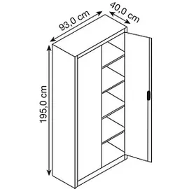 C+P CP Stahlschrank C 2000 Acurado 9260-000 S11312 lichtgrau, rubinrot 93,0 x 40,0 x 195,0 cm, aufgebaut
