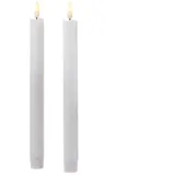 MARELIDA LED Stabkerzen Tafelkerzen Spitzkerzen rustikal 25cm weiß 2St