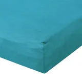 BettwarenShop Spannbettlaken Baumwolle-Jersey-Elasthan 120 x 200 - 130 x 220 cm Blau