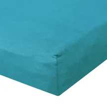 BettwarenShop Spannbettlaken Baumwolle-Jersey-Elasthan 120 x 200 - 130 x 220 cm Blau