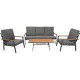 FRG Loungeset 4-teilig, Aluminium + Kunstholz / Silber