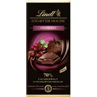 Lindt Schokolade Edelbitter Mousse Cranberry | 150 g Tafel | Mit 70 % Kakaogehalt und dunkler Mousse au Chocolat und Cranberry Füllung | Schokoladentafel | dunkle Schokolade