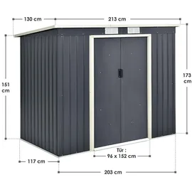 Juskys Geräteschuppen M mit Holzunterstand links 2,63 x 1,17 m anthrazit