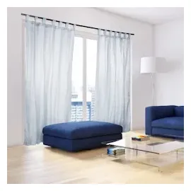 Relaxdays Vorhänge mit Schlaufen, 2er-Set, Voile, halbtransparente Gardinen, einfarbig, Polyester HxB 245x140 cm, silber