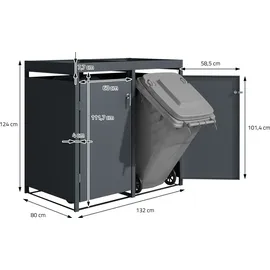 ML-Design Mülltonnenbox 2Er mit Pflanzdach 240L 132x80x124cm Anthrazit aus Stahl