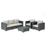KETER Allibert Salta Gartenmöbel Set | mit Gartensessel, Gartensofa und Esstisch | Rattanoptik | Wetterfest