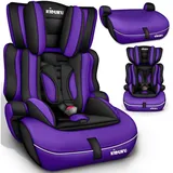 KIDUKU Autokindersitz Kindersitz 9-36 kg (1-12 Jahre), Autositz ECE R 129/03, Kinderautositz Gruppe 1/2/3 lila|schwarz