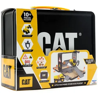 CAT® Construction Store 'N Go Spielset I Komplett tragbares Baustellenspielset I Mit mehr als 10 Teilen I Für Kinder ab 3 Jahren, Gelb