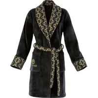 Carlo Colucci Damenbademantel Raffaele, 100% Baumwolle, schwarz XL
