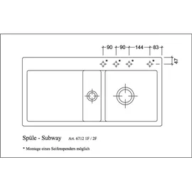Villeroy & Boch Subway 60 flat rechts crema + Handbetätigung