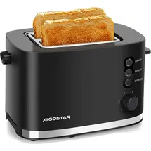 Aigostar - Toaster 2 Scheiben, extra breite Toastschlitze, 6 Bräunungsstufen,800W