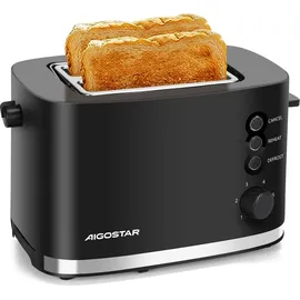 Aigostar - Toaster 2 Scheiben, extra breite Toastschlitze, 6 Bräunungsstufen,800W
