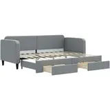 vidaXL Tagesbett Ausziehbar mit Schubladen Hellgrau 80x200 cm Stoff