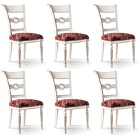 Casa Padrino Esszimmerstuhl Luxus Barock Esszimmerstuhl Set Bordeauxrot / Rosa / Weiß - Edles Barock Esszimmer Stühle 6er Set - Barock Esszimmer Möbel - Luxus Qualität - Made in Italy