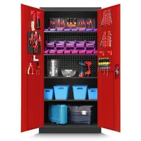 Jan Nowak Werkzeugschrank Stahlblech 185 cm x 92 cm x 50 cm anthrazit/rot 4 Fachböden Flügeltüren