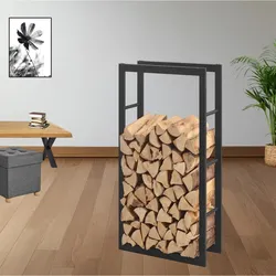 Kaminholzregal | Stahl | Schwarz | 60x100x25cm | Feuerholzregal | Brennholz