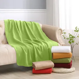 Wometo 2er Set Polar Fleecedecke oekoTex 130x160 ca. 400g mit Anti-Pilling und Kettelrand grün