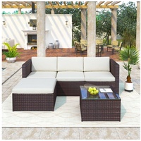 Merax Gartenlounge-Set 5-teilig Gartenmöbel Set aus Polyrattan für 4 Personen, (5-tlg), Sitzgruppe Balkonset mit Kissen, Couch-Set für Garten, Terrasse braun