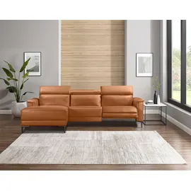 OTTO home Ecksofa OTTO HOME "LUND, L-Form, 261cm, man. o. elektr. Relaxfunktion USB-A)", braun (cognac), B:261cm H:97cm T:179cm, Echtleder 100% Echtleder;Kunstleder 100% Polyurethan, Sofas, Ecksofa, und Kopfteilverstellung