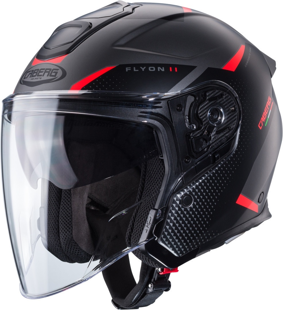 Caberg Flyon II Boss Jet Helm, zwart-grijs-rood, L