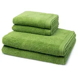 Möve Handtuch Set Superwuschel, Walkfrottee (Spar-Set, 4-St), 2 X Handtuch 2 X Duschtuch im Set - Baumwolle - Saugstark grün