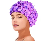 Blumen-Badekappe - 3D-Blütenblatt Handgemachte Damen Badekappe Mit Blumenblütenmuster | Badekappen Im Retro-Stil Für Damen Mit Langen Und Kurzen Haaren, Schwimmmütze Für Wasserparks, Schwimmbäder