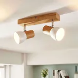 LINDBY Holz-Deckenlampe Thorin, zweiflammig