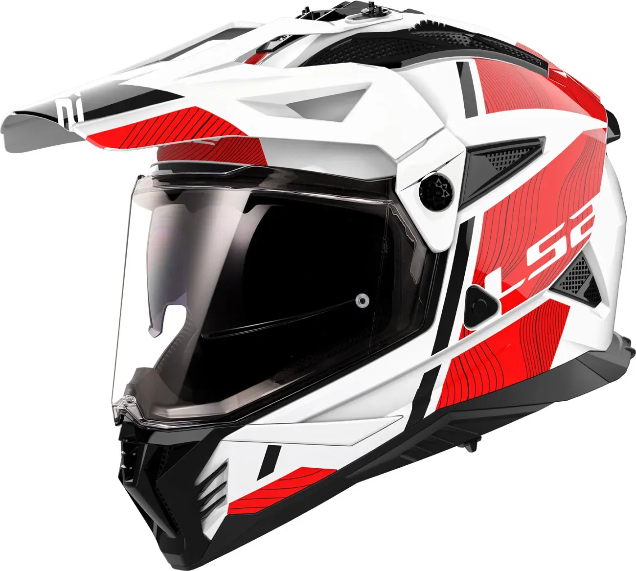 LS2 MX702 Pioneer II Hill, casque enduro - Blanc/Rouge - 3XL