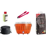 Lotusgrill S Small Kompakt Starter-Set Mandarinenorange Holzkohlegrill 5 teilig