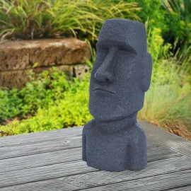 ECD Germany Moai Figur Rapa Nui Kopf 53,5 cm Hoch aus Steinguss Kunstharz Grau