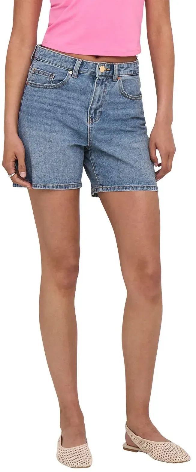 Only Jeansshorts Phine in Blau mit Umschlagsaum-L