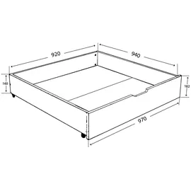 Betten-ABC Bubema Schubkasten 2er Schubladenset mit Rollen, natur oder weiß lackiert