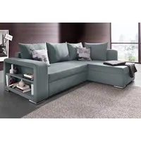 Ecksofa COLLECTION AB "John L-Form, B: 226 cm", grau, B:226cm H:85cm T:160cm, Zierkissen: 100% Polyester;Struktur (100% Polyester);Kunstleder SOFTLUX / Struktur (80% Polyester; 20% Polyacryl);Microfaser PRIMABELLE (100% Polyester) / Struktur (100% Polyester), Sofas, Ecksofa, Bettfunktion, Bettkasten, Regalelement & 2 Zierkissen, Federkern