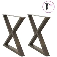 VidaXL Esstisch Beine 2 Stück Naturstahl 90x(72-73,3) cm Stahl