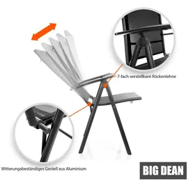 BigDean Gartenstuhl 120 kg belastbar dunkelgrau/schwarz 2 St.