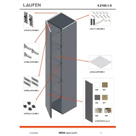 Laufen Meda Hochschrank 35,3 x 165 x 33,5 cm Cappuccino Glas/MDF