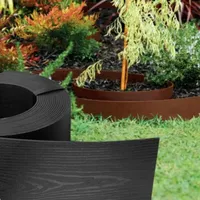 Flexible Rasenkante in Holzoptik - Kunststoff - Länge: 10 m - Höhe: 8 cm - Schwarz