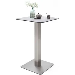 Bartisch MCA FURNITURE "Zarina", grau (hellgrau, edelstahl, hellgrau), B:70cm H:105cm T:70cm, Tische, Bartisch mit Glaskeramik Tischplatte mit Edelstahl Gestell