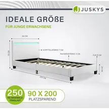 Juskys Verona 90 x 200 cm H3 weiß