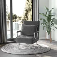3-in-1-schlafsofa Mit 5-fach Verstellbarer Rückenlehne Und Kissen, Ausklappbares Schlafsofa Für Wohnzimmer Und Lounge, Aus Veloursleder Und Metall, 65 X 69 X 80 Cm, Grau