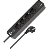 Brennenstuhl Ecolor mit USB-Ladefunktion, Schalter, 4-fach, 1.5m, schwarz