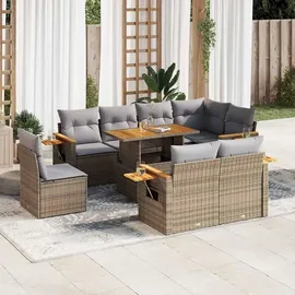 vidaXL Garten-Sofagarnitur 9-tlg. Loungeset beige