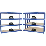 Proregal Mega Deal 4x Schwerlastregal Dino HxBxT 180 x 200 x 45 cm Fachlast 500 kg Blau