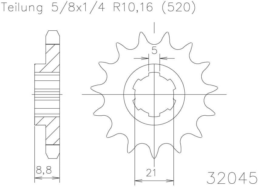 ESJOT Kettingpinion, 13 tanden