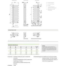 Kermi Badheizkörper Icaro-E 1421 x 600 mm 600 W weiß WRX rechts