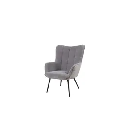 byLIVING Sessel Uta Cord 72 x 97 x 80 cm Grau mit Hocker