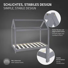 ML-Design Hausbett 80 x 160 cm Kiefer grau